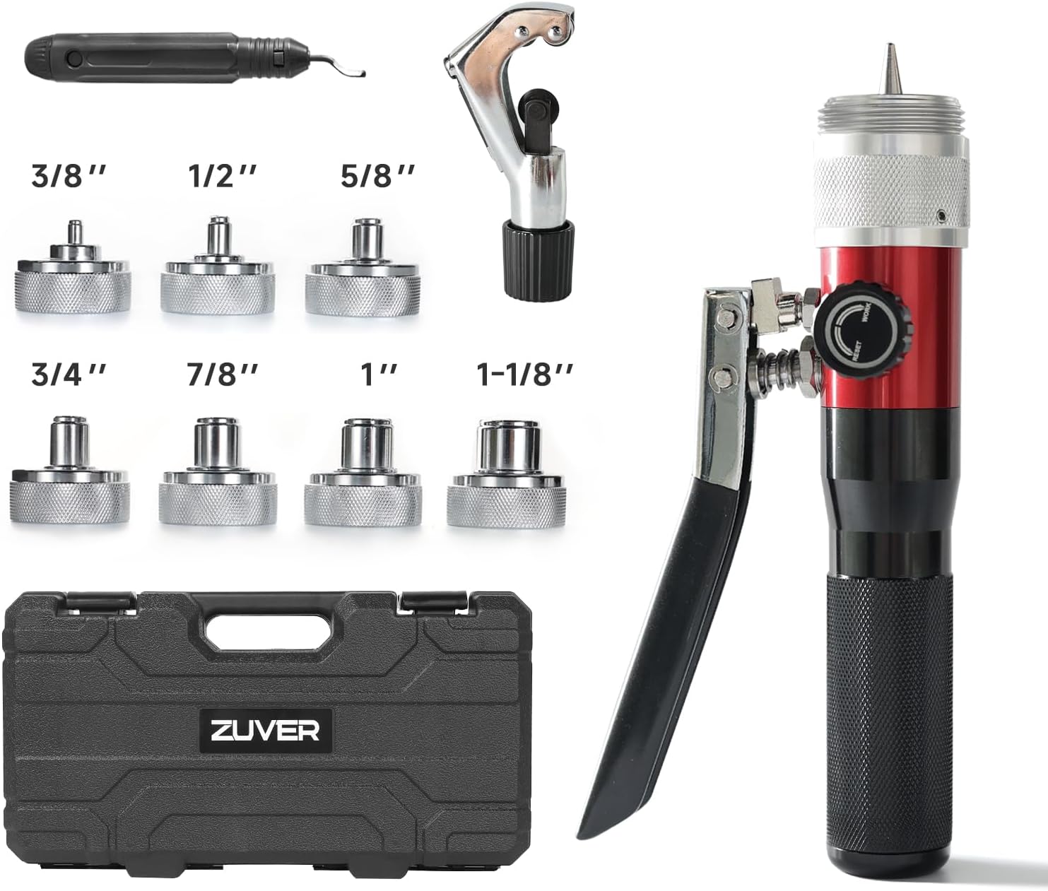 HVAC Hydraulic Tube Expander Kit: 7-Size Copper Pipe Swaging Tool Set 4 HVAC Hydraulic Tube Expander Kit: 7-Size Copper Pipe Swaging Tool Set - Image 4