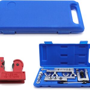 HVAC Double Flaring Tool Kit: Tube Cutter & Ratchet Wrench for Copper Pipes