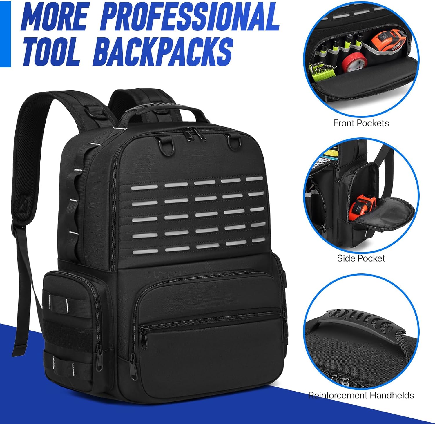 Ultimate Tool Backpack: Heavy Duty 3-Pouch Storage Bag for Pro Tradesmen 4 Ultimate Tool Backpack: Heavy Duty 3-Pouch Storage Bag for Pro Tradesmen - Image 4