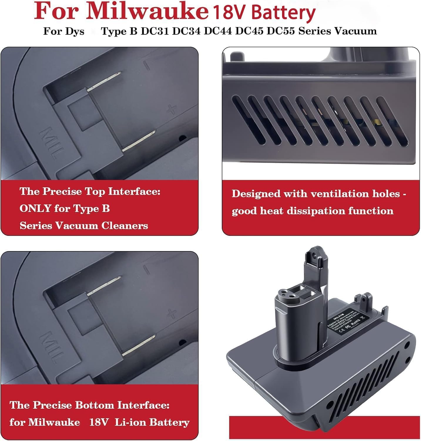 Dyson-Milwaukee Battery Adapter: DC34/44/45 Vacuum Power Converter M18 7 Dyson-Milwaukee Battery Adapter: DC34/44/45 Vacuum Power Converter M18 - Image 7