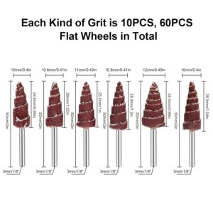 60-Pack 1/8″ Shank Cone Sanding Flap Wheels for Rotary Tool Polishing