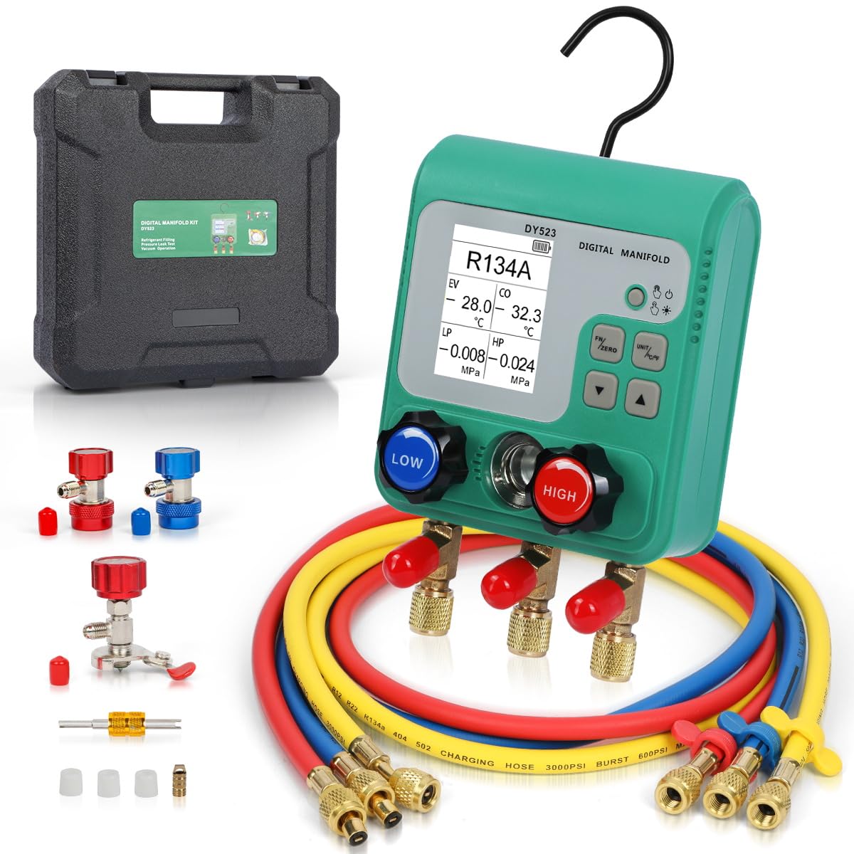 Professional HVAC Digital Manifold Gauge Set R134A R410A Refrigeration Tool 1 hvac tools vacuum guage pump