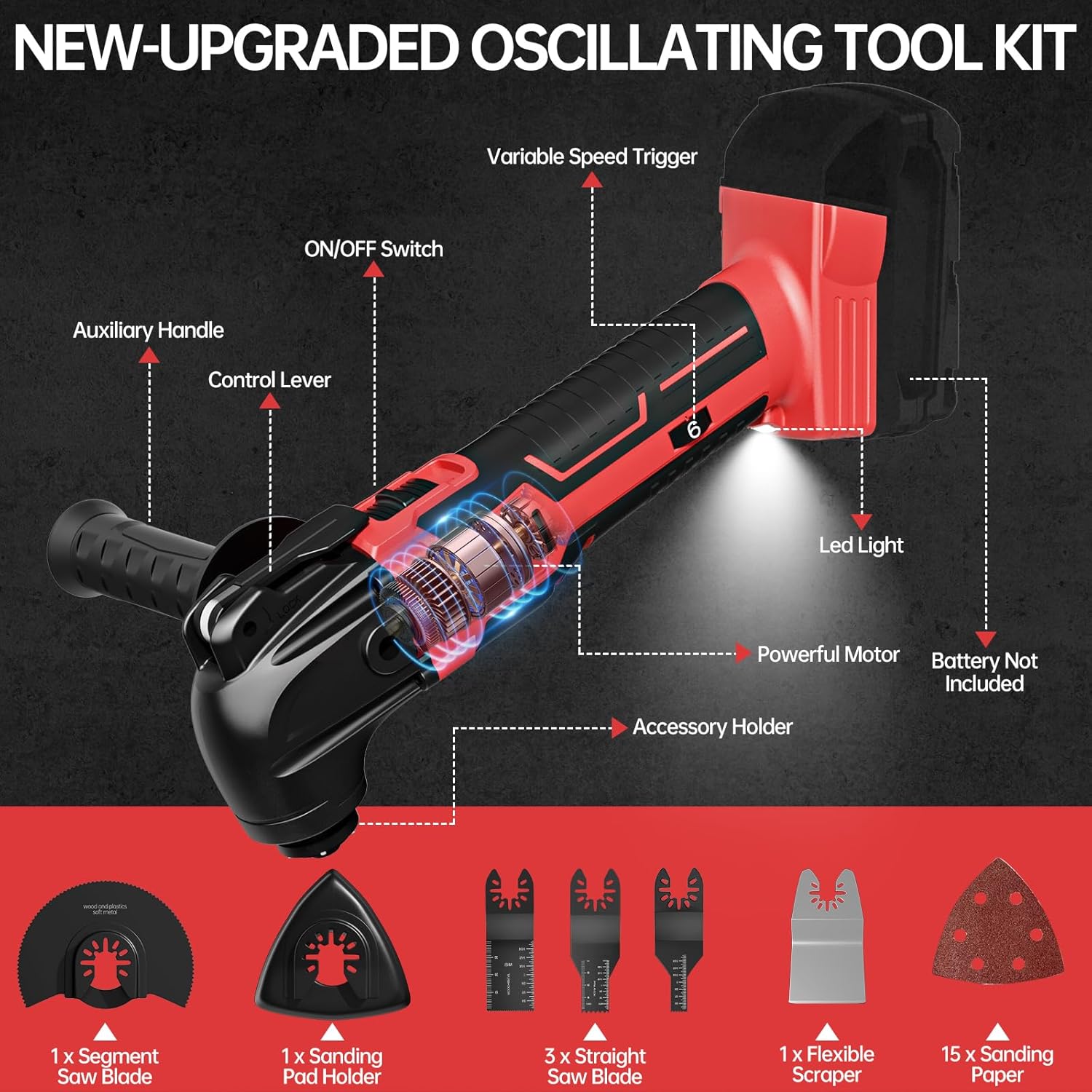 Milwaukee 18V Cordless Oscillating Multi-Tool Kit - 6 Speed Sanding Cutting Tool 6 Milwaukee 18V Cordless Oscillating Multi-Tool Kit - 6 Speed Sanding Cutting Tool - Image 6