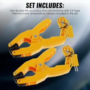 2-Pack HVAC K-Type Temperature Clamp – Digital Pipe Thermometer Sensor