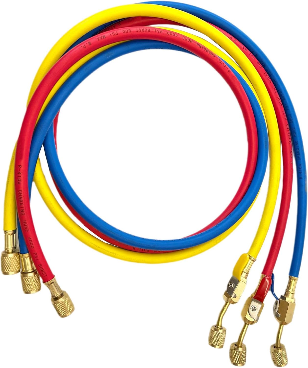 Yellow Jacket HVAC Charging Hoses: 3pk Ball Valve Set for R410A/R134A/R22 2 Yellow Jacket HVAC Charging Hoses: 3pk Ball Valve Set for R410A/R134A/R22 - Image 2
