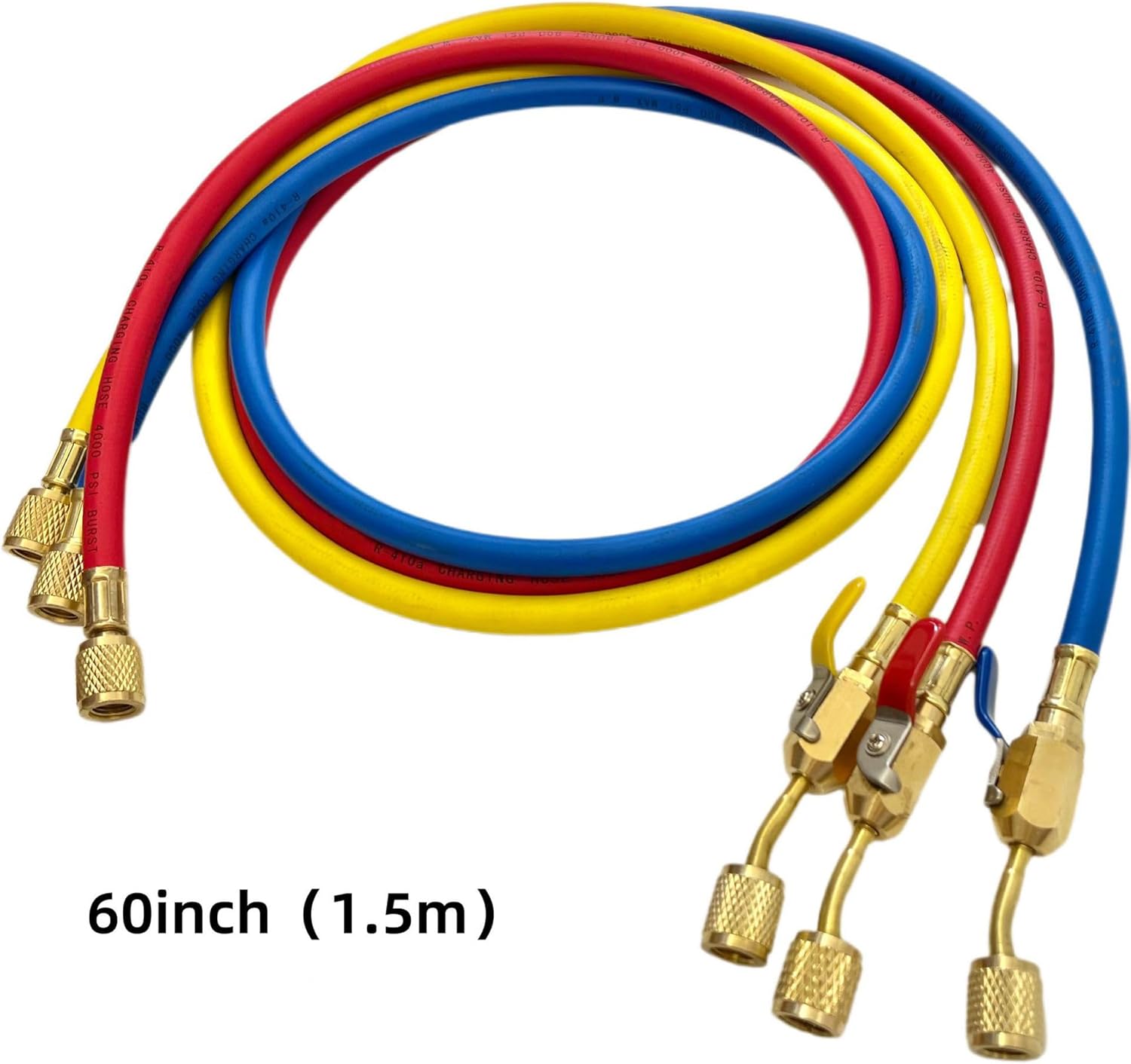 Yellow Jacket HVAC Charging Hoses: 3pk Ball Valve Set for R410A/R134A/R22 4 Yellow Jacket HVAC Charging Hoses: 3pk Ball Valve Set for R410A/R134A/R22 - Image 4