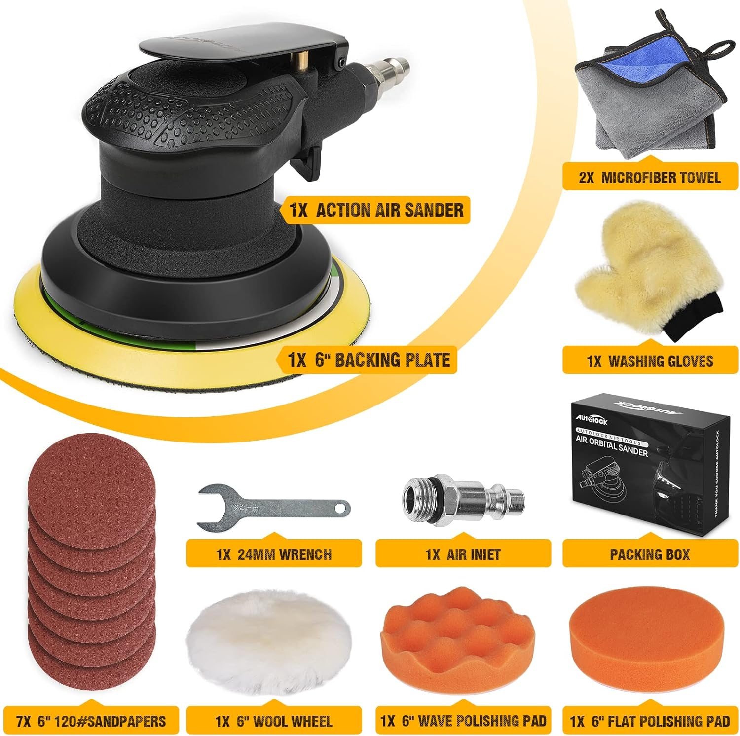 Professional 6" Dual-Action Air Sander - Auto Body & Wood Polishing Tool 7 Professional 6" Dual-Action Air Sander - Auto Body & Wood Polishing Tool - Image 7