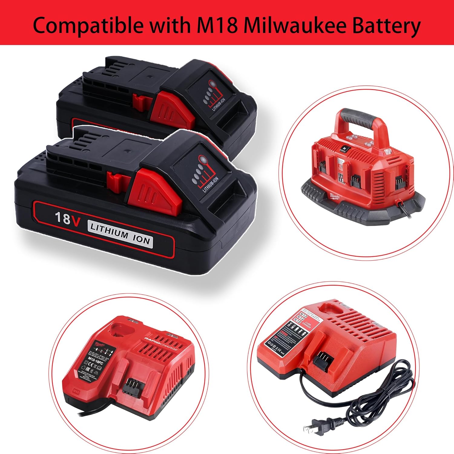 Milwaukee M18 5.0Ah Battery 2-Pack | Replacement High Capacity Lithium Ion Tool Battery 2 Milwaukee M18 5.0Ah Battery 2-Pack | Replacement High Capacity Lithium Ion Tool Battery - Image 2