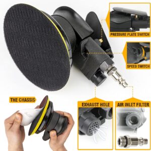 Professional 6″ Dual-Action Air Sander – Auto Body & Wood Polishing Tool