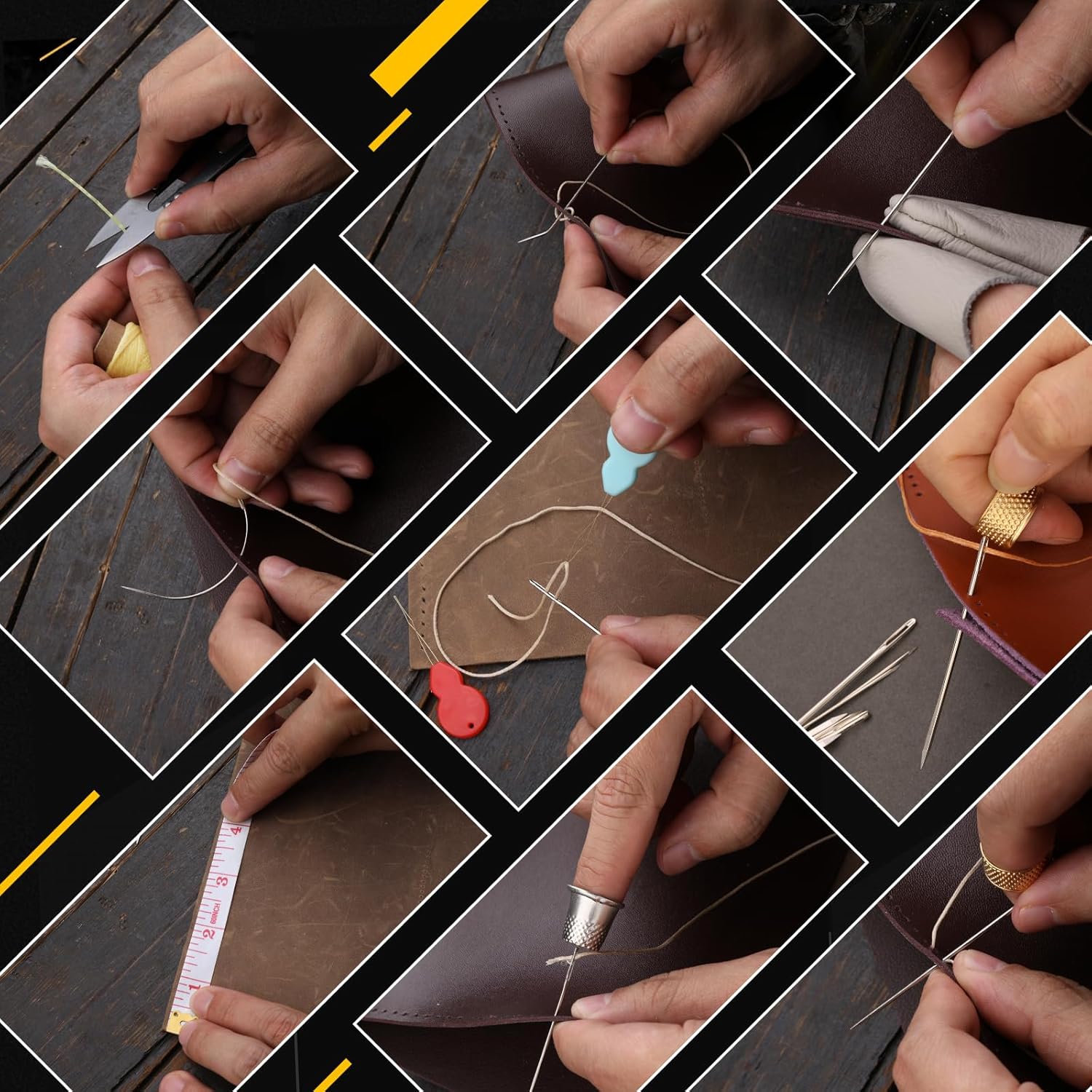 Professional 56Pcs Leather Craft Kit - Complete Stitching Tools for DIY 7 Professional 56Pcs Leather Craft Kit - Complete Stitching Tools for DIY - Image 7