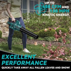 Makta 18V Cordless Leaf Blower: 480CFM, 130MPH, 6-Speed Yard & Snow Tool
