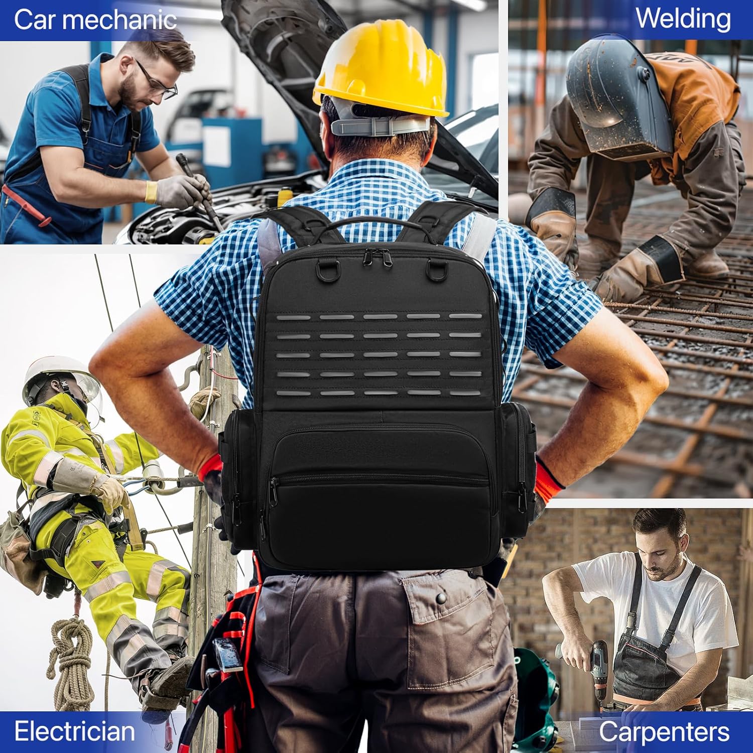 Ultimate Tool Backpack: Heavy Duty 3-Pouch Storage Bag for Pro Tradesmen 6 Ultimate Tool Backpack: Heavy Duty 3-Pouch Storage Bag for Pro Tradesmen - Image 6