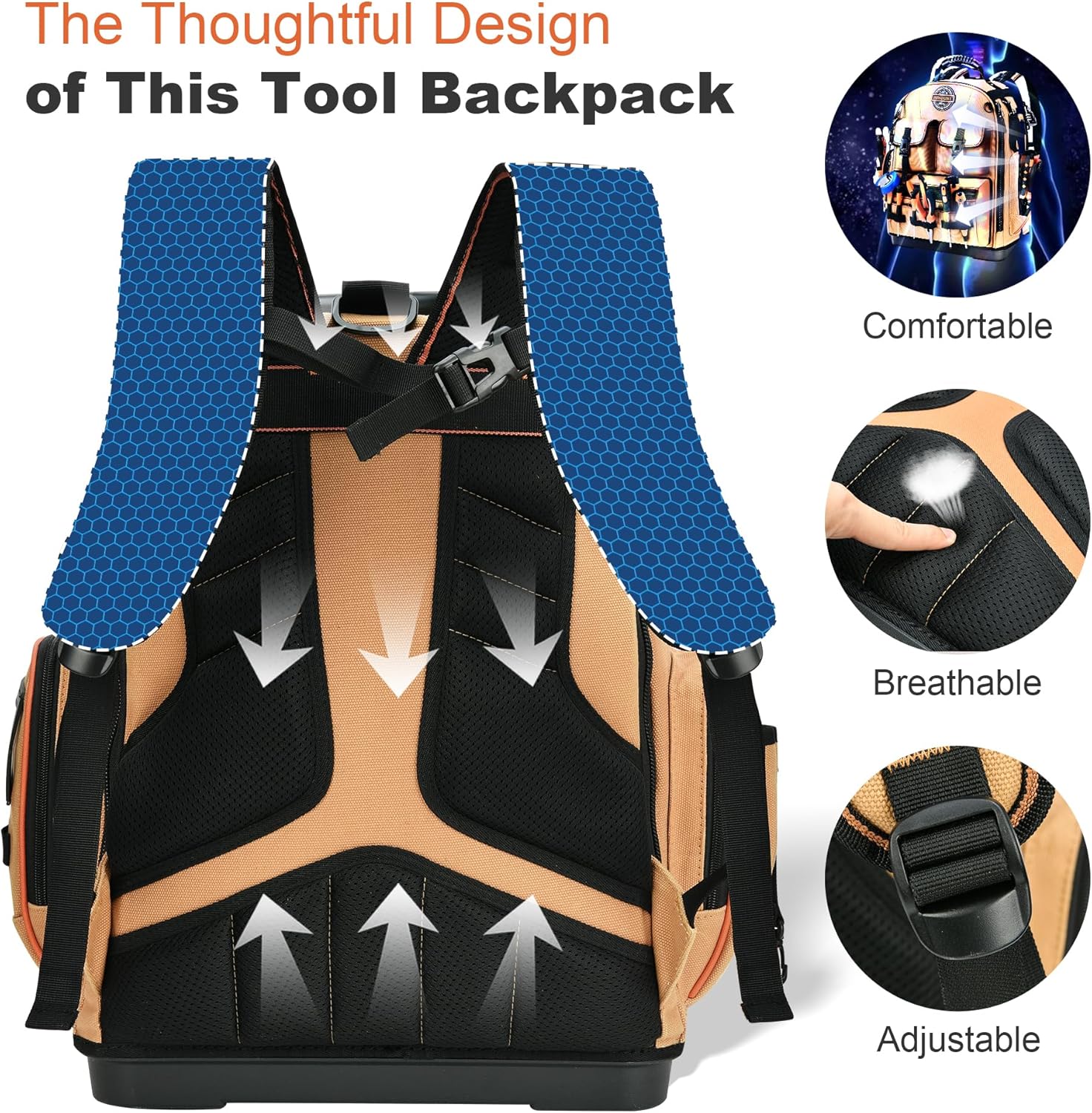 Ultimate Pro Tradesman Tool Backpack w/ 89 Pockets & Laptop Sleeve 5 Ultimate Pro Tradesman Tool Backpack w/ 89 Pockets & Laptop Sleeve - Image 5