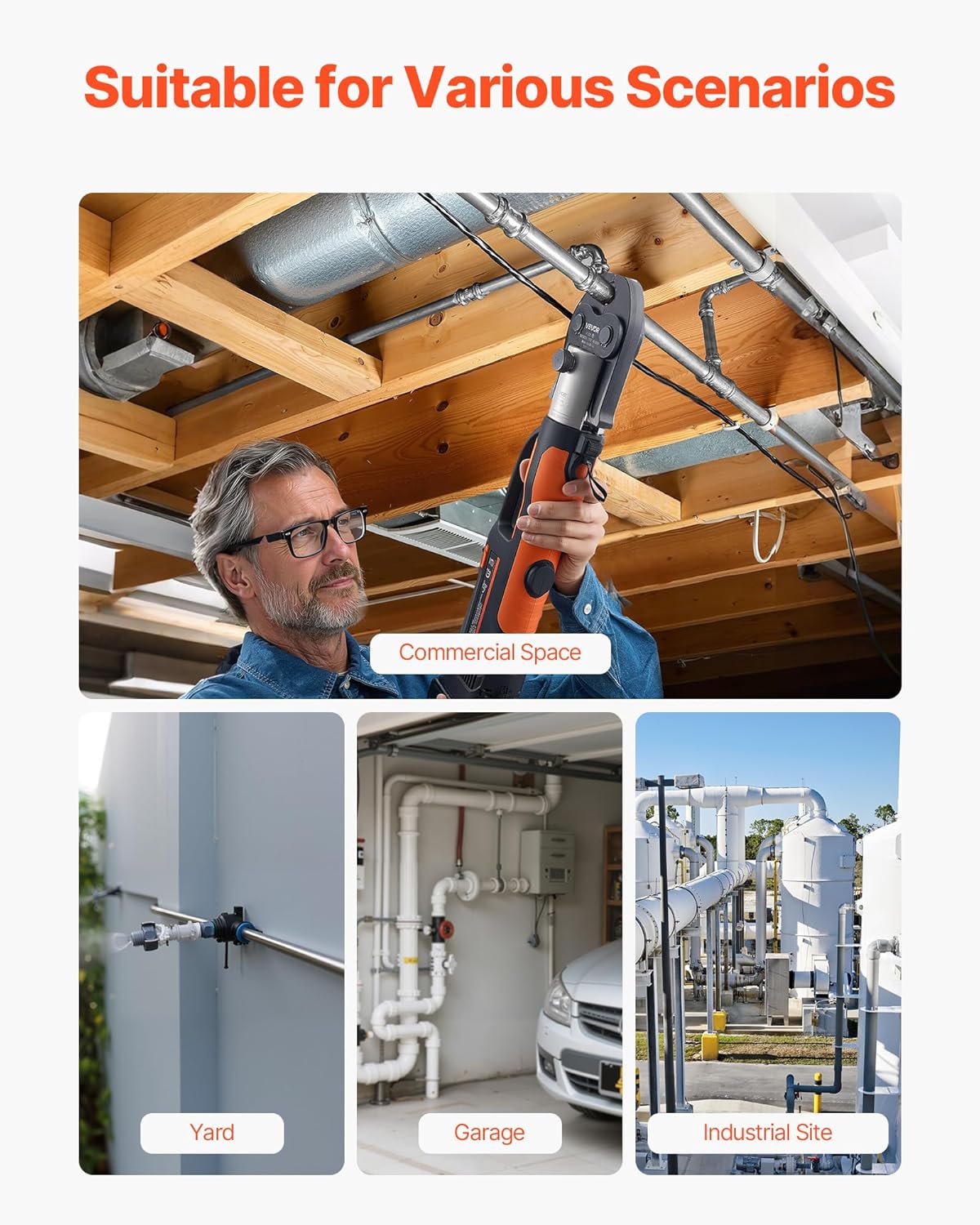 VEVOR Copper Pipe Press Jaws Set | 7PCS 1/4"-1-1/8" | HVAC/R Tool Accessory 6 VEVOR Copper Pipe Press Jaws Set | 7PCS 1/4"-1-1/8" | HVAC/R Tool Accessory - Image 6