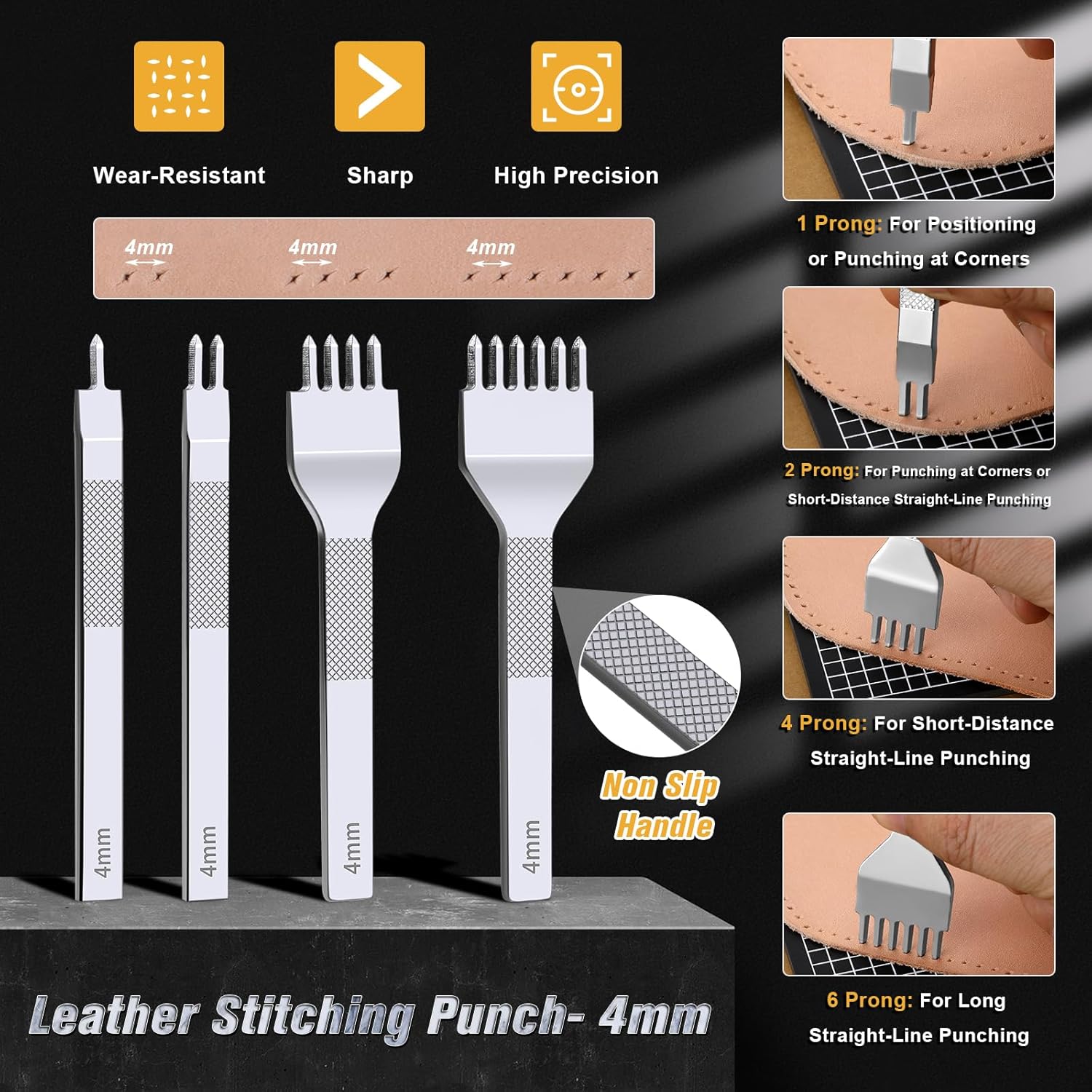 Professional 56Pcs Leather Craft Kit - Complete Stitching Tools for DIY 2 Professional 56Pcs Leather Craft Kit - Complete Stitching Tools for DIY - Image 2