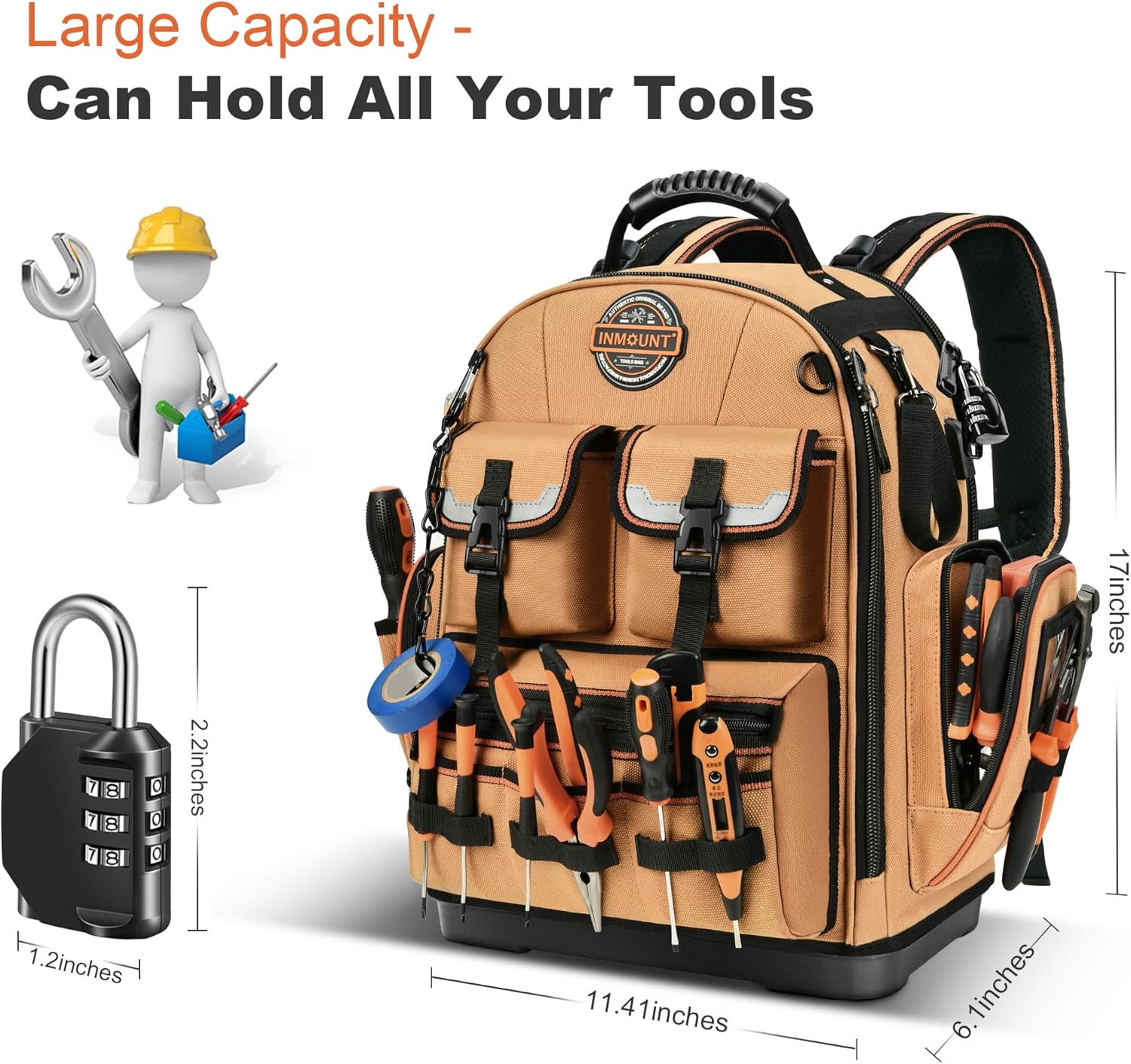 Ultimate Pro Tradesman Tool Backpack w/ 89 Pockets & Laptop Sleeve 6 Ultimate Pro Tradesman Tool Backpack w/ 89 Pockets & Laptop Sleeve - Image 6