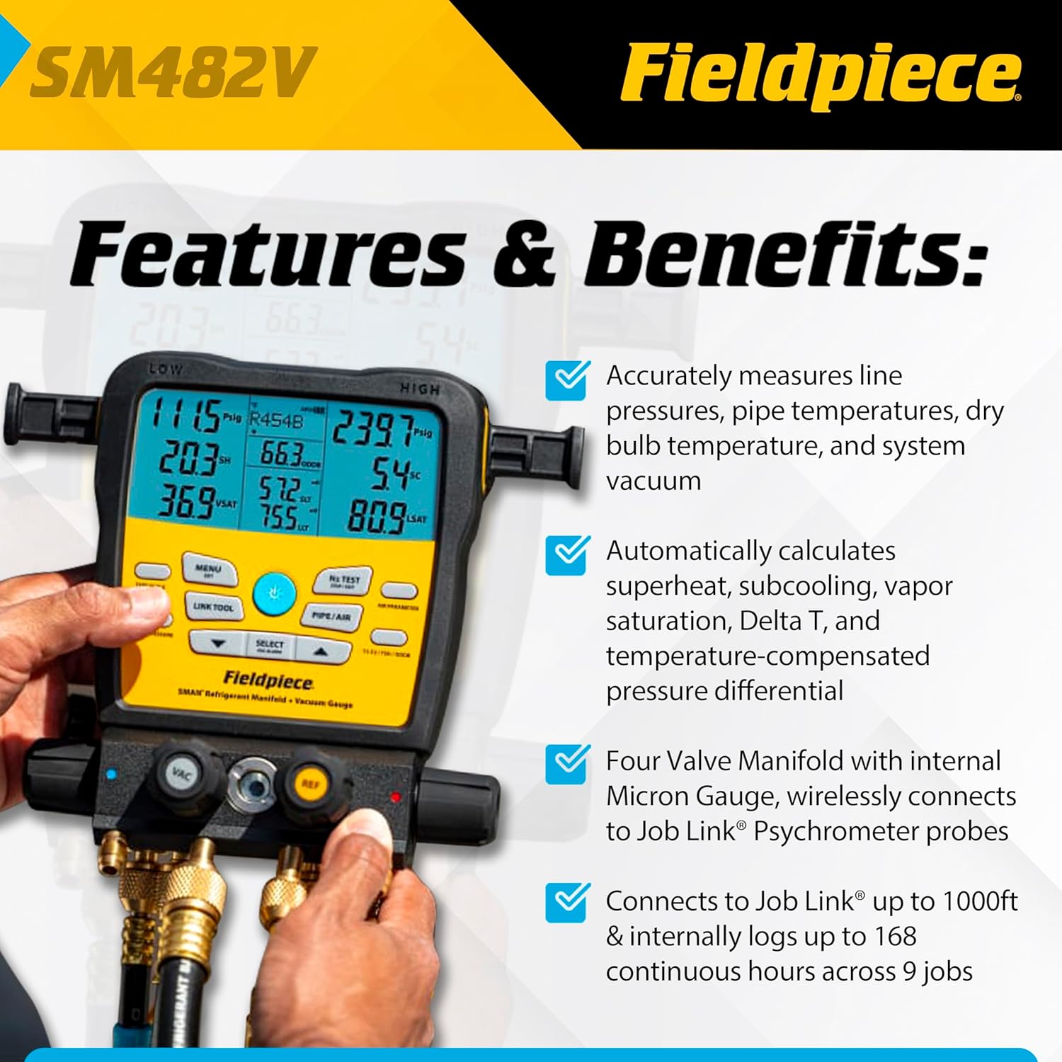 Pro HVAC Wireless Manifold Gauge Set with Digital Vacuum Readings 4-Port 2 Pro HVAC Wireless Manifold Gauge Set with Digital Vacuum Readings 4-Port - Image 2