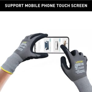 Durable Work Gloves: MicroFoam Nitrile Coated Nylon Grip Gloves (6 Pairs)