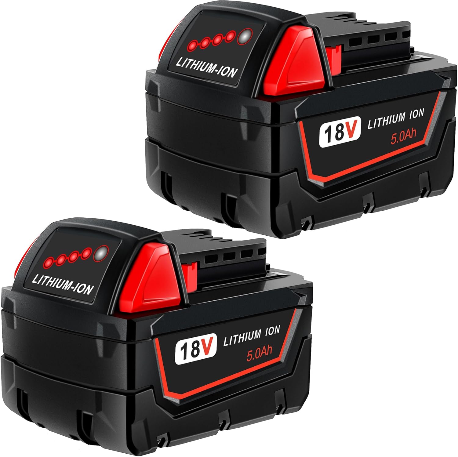 2-Pack Milwaukee M18 Compatible 18V Li-Ion Battery for Power Tools 1 Replace for All Milwaukee M18 Battery 48-11-1850 48-11-1840 M18 M18B Cordless Power Tools, Compatible with Milwaukee 18V Battery Lithium-Ion 2 Packs