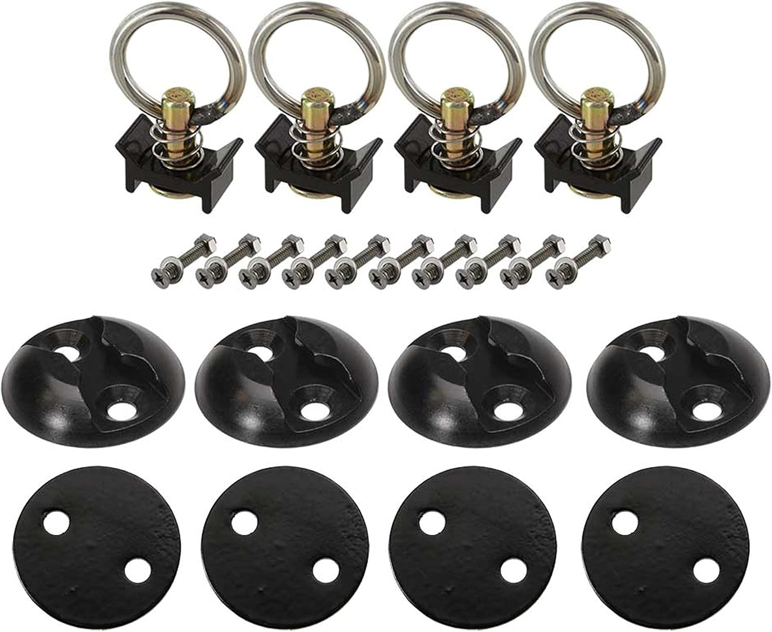 Heavy-Duty L Track Tie Down Kit for UTV ATV Motorcycle Cargo Anchors 1 US Cargo Control L Track Tie Down System, Round Tie-Down Anchor Point Kit with Round Ring, Great to Secure UTV, ATV, Motorcycle, Snowmobile, Lawnmower