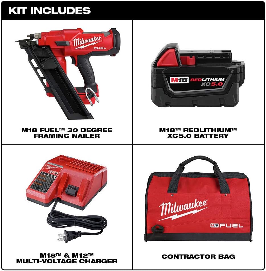 Milwaukee M18 FUEL 18V Brushless 30-Degree Framing Nailer Cordless Kit 2 Milwaukee M18 FUEL 18V Brushless 30-Degree Framing Nailer Cordless Kit - Image 2