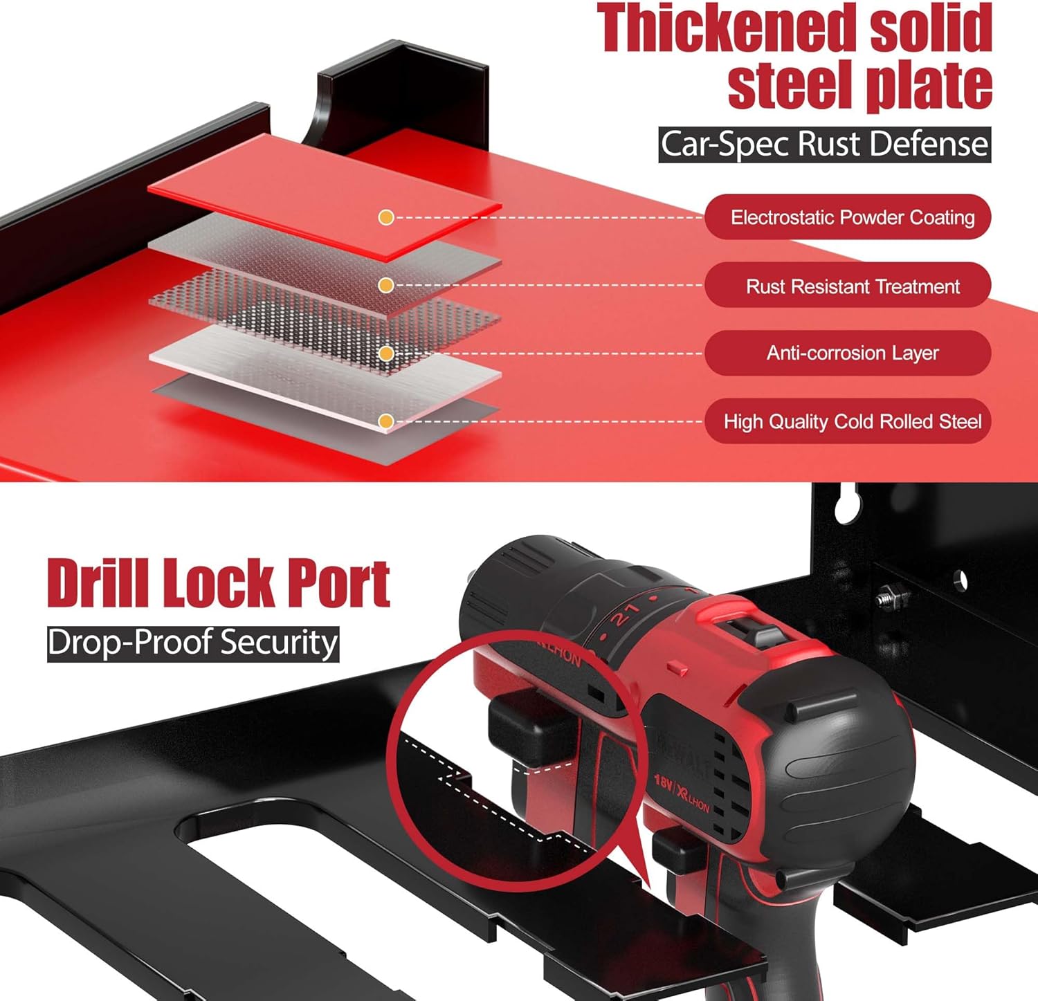 Power Tool Wall Rack w/ Charging Station Drill Storage Organizer Garage 6 Power Tool Wall Rack w/ Charging Station Drill Storage Organizer Garage - Image 6