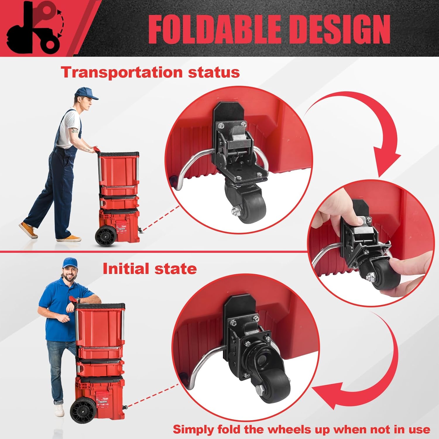 Milwaukee Packout Heavy-Duty Steel Caster Wheel Kit | 200 Lb Capacity Toolbox Wheels 3 Milwaukee Packout Heavy-Duty Steel Caster Wheel Kit | 200 Lb Capacity Toolbox Wheels - Image 3