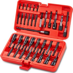35PCS Magnetic Nut Driver Set, Nut Driver Set for Impact Drill, 1/4" Quick-Change Hex Shank | SAE & Metric | Cr-V Steel, Magnetic Screwdriver Bit W/Drill Bit Extension & Drill Bit Adapter