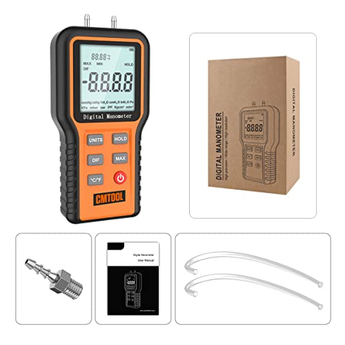 Digital HVAC Pressure Gauge: Pro Manometer Kit with 12-Unit Display & Fittings 8 Digital HVAC Pressure Gauge: Pro Manometer Kit with 12-Unit Display & Fittings - Image 8