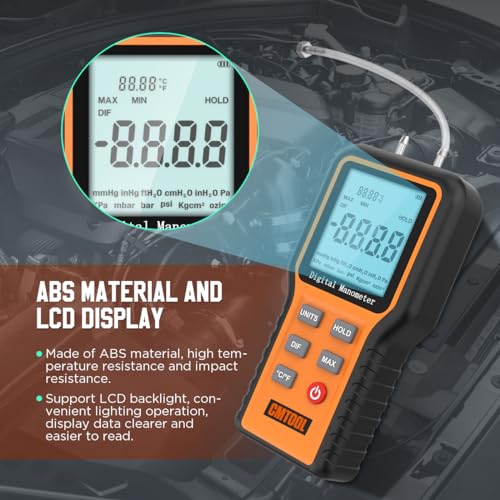 Digital HVAC Pressure Gauge: Pro Manometer Kit with 12-Unit Display & Fittings 5 Digital HVAC Pressure Gauge: Pro Manometer Kit with 12-Unit Display & Fittings - Image 5