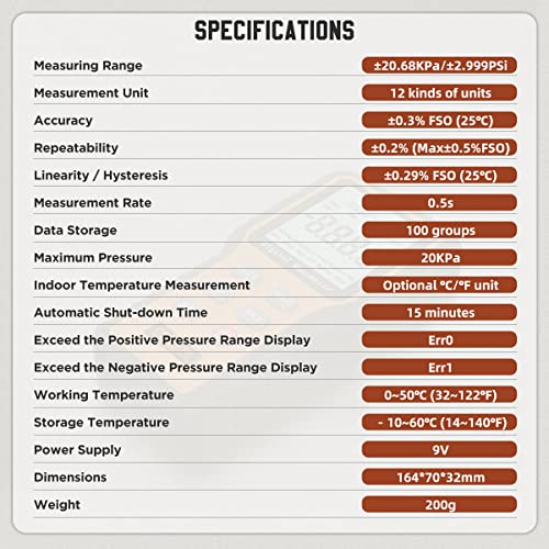 Digital HVAC Pressure Gauge: Pro Manometer Kit with 12-Unit Display & Fittings 7 Digital HVAC Pressure Gauge: Pro Manometer Kit with 12-Unit Display & Fittings - Image 7