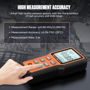 Digital HVAC Pressure Gauge: Pro Manometer Kit with 12-Unit Display & Fittings