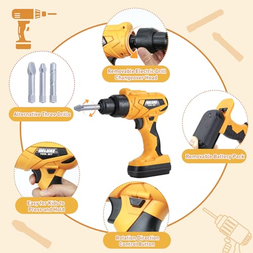 Junior Builder Tool Set: Electronic Drill & Pretend Play Box for Boys 3-5 1 hvac tools for kids toys