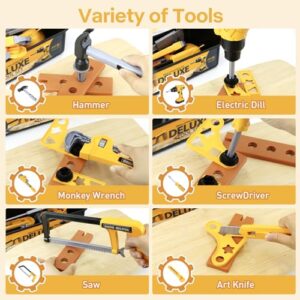 Junior Builder Tool Set: Electronic Drill & Pretend Play Box for Boys 3-5