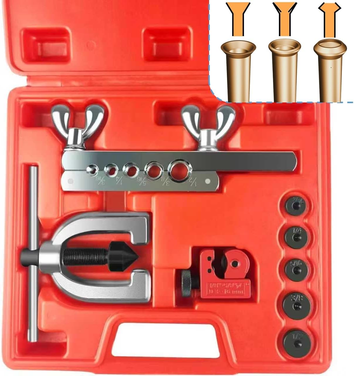 Pro Brake Line Flaring Tool Kit | 5 Sizes, Universal Tubing Flarer for Copper & Aluminum 1 hvac tools flare