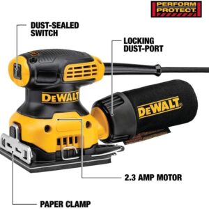 DEWALT 1/4 Sheet Palm Sander 2.3 Amp Corded Finishing Sander Professional Kit