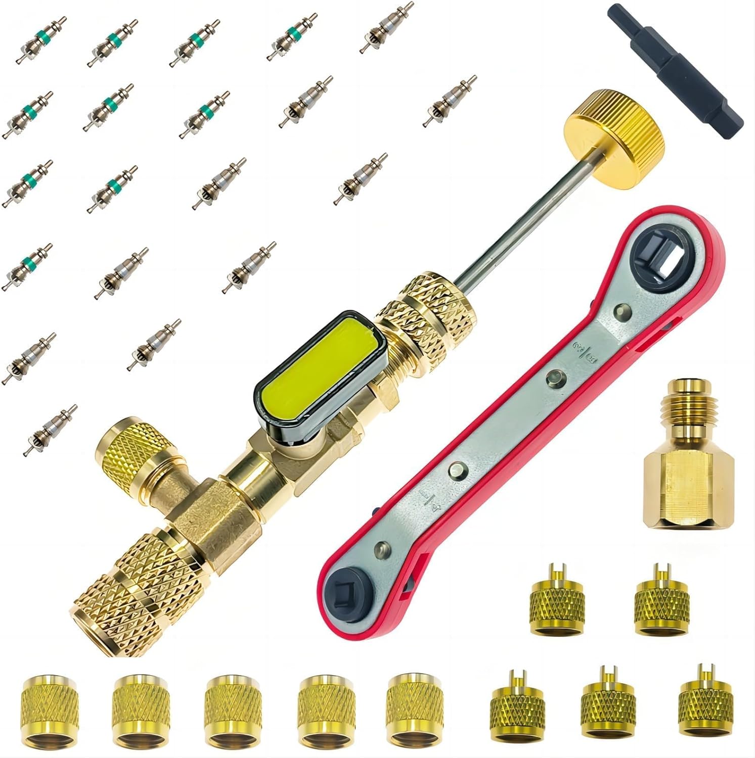 HVAC Refrigeration Tool Set: Valve Core Remover, Service Wrench, Hex Adapters 1 hvac tools for sale
