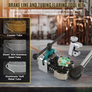 Pro Brake Line Flaring Tool Kit: 45° Single Double Bubble Flare for 3/16″-3/8″