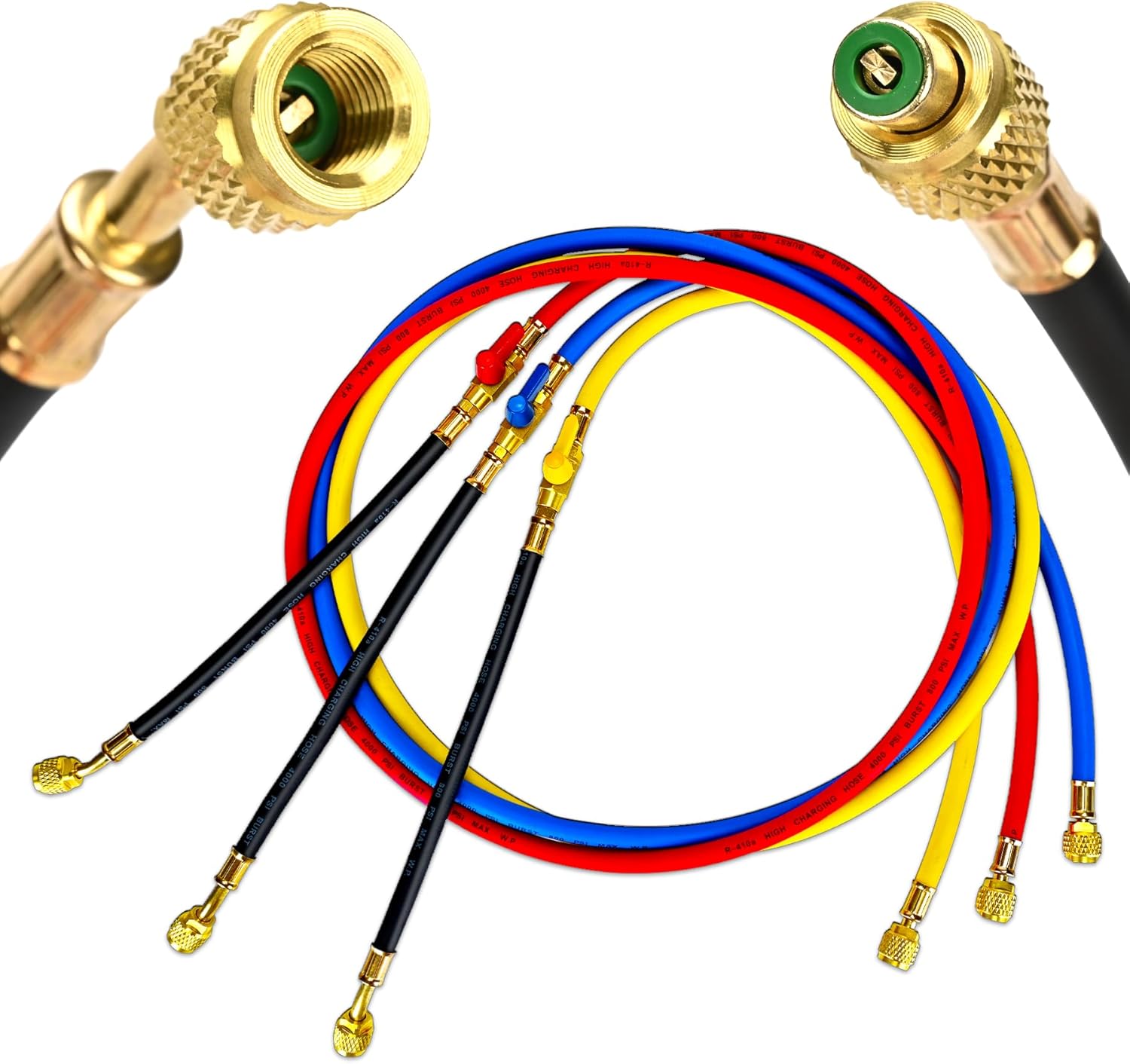 Professional HVAC Refrigerant Charging Hoses, 6ft, 1/4" Flare, 800 PSI R410A R22 1 hvac tools hoses