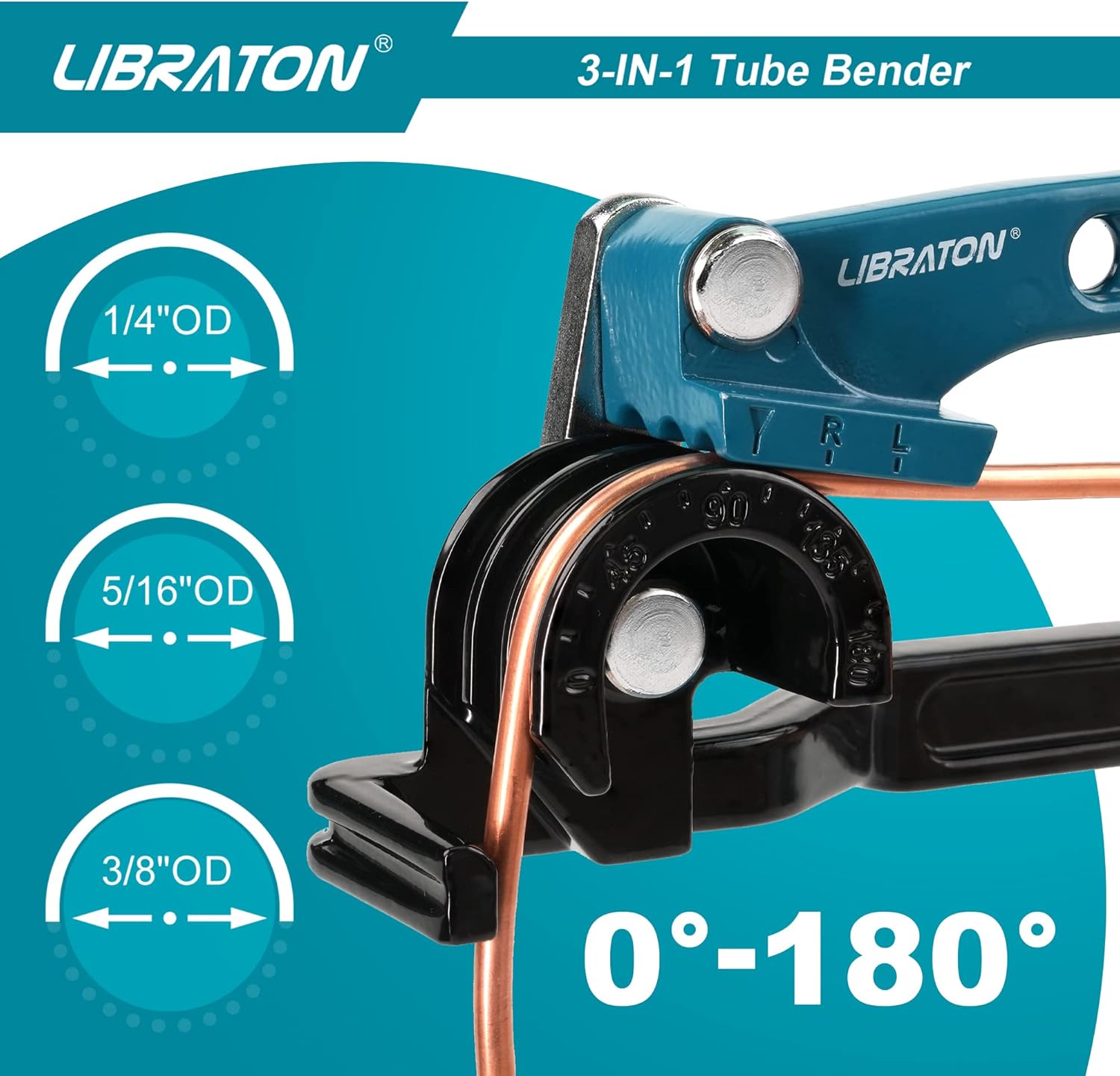 3-in-1 Copper Tube Bender for HVAC Plumbing 180° - 1/4 5/16 3/8 Aluminum Steel 2 3-in-1 Copper Tube Bender for HVAC Plumbing 180° - 1/4 5/16 3/8 Aluminum Steel - Image 2