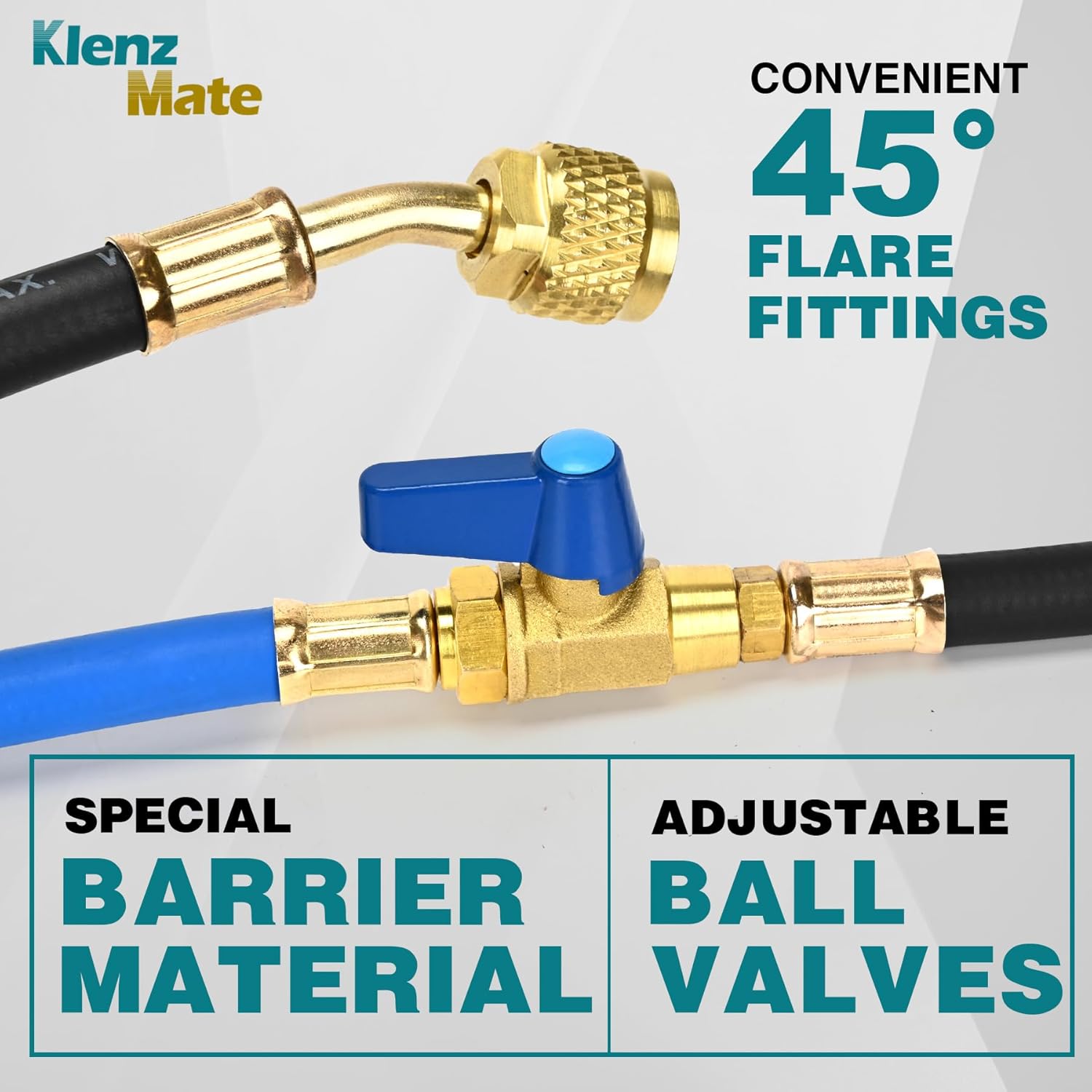 Professional HVAC Refrigerant Charging Hoses, 6ft, 1/4" Flare, 800 PSI R410A R22 3 Professional HVAC Refrigerant Charging Hoses, 6ft, 1/4" Flare, 800 PSI R410A R22 - Image 3