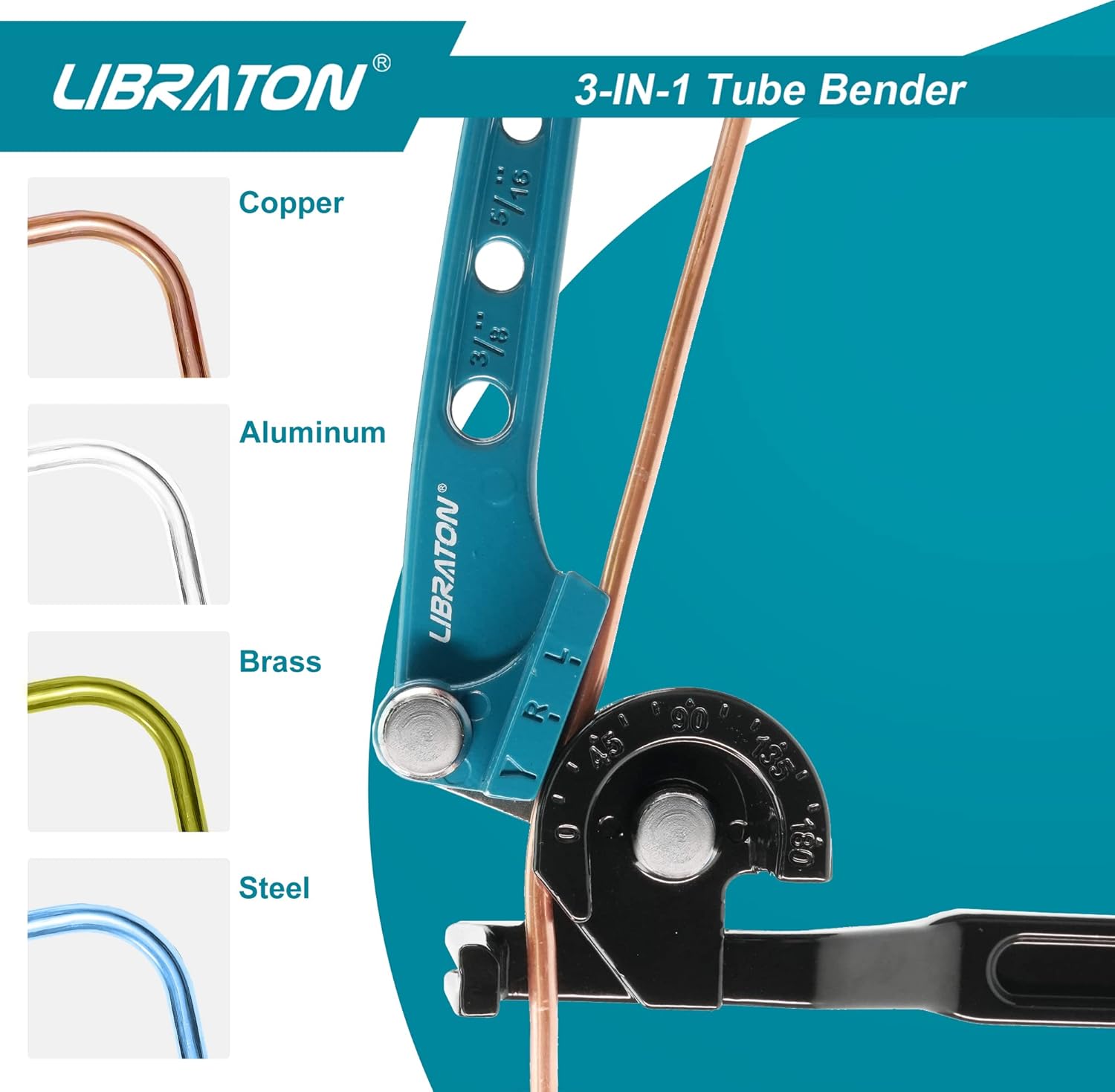3-in-1 Copper Tube Bender for HVAC Plumbing 180° - 1/4 5/16 3/8 Aluminum Steel 3 3-in-1 Copper Tube Bender for HVAC Plumbing 180° - 1/4 5/16 3/8 Aluminum Steel - Image 3