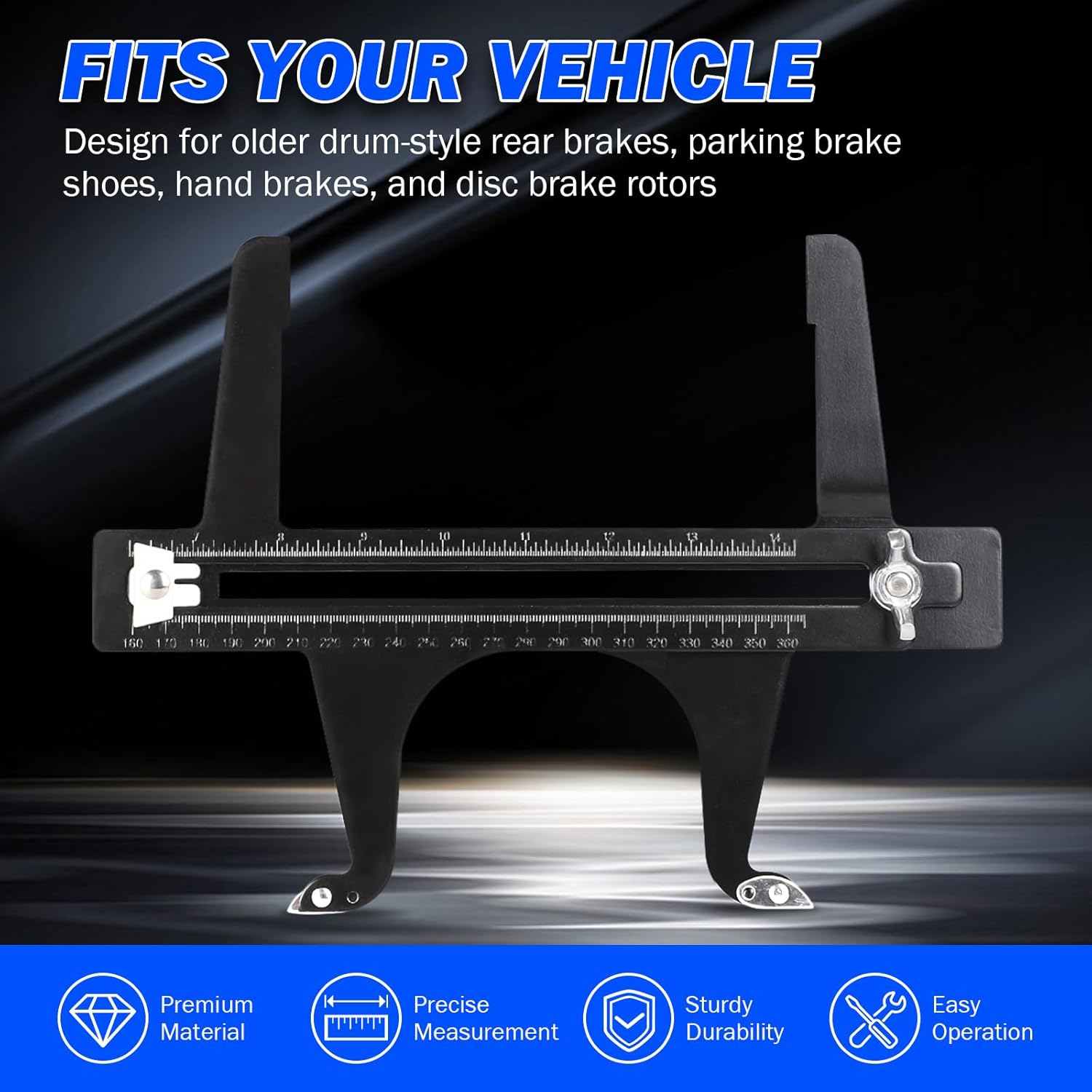 Professional Brake Measuring Tool for Drum Brake Lining Rotor Reset Adjustment 6 Professional Brake Measuring Tool for Drum Brake Lining Rotor Reset Adjustment - Image 6