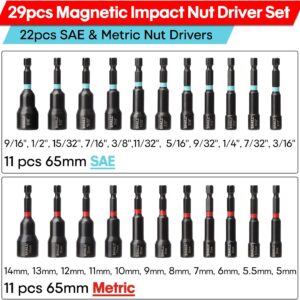 SHALL 29PC Magnetic Impact Drill Nut Driver Set – SAE/Metric Power Bits