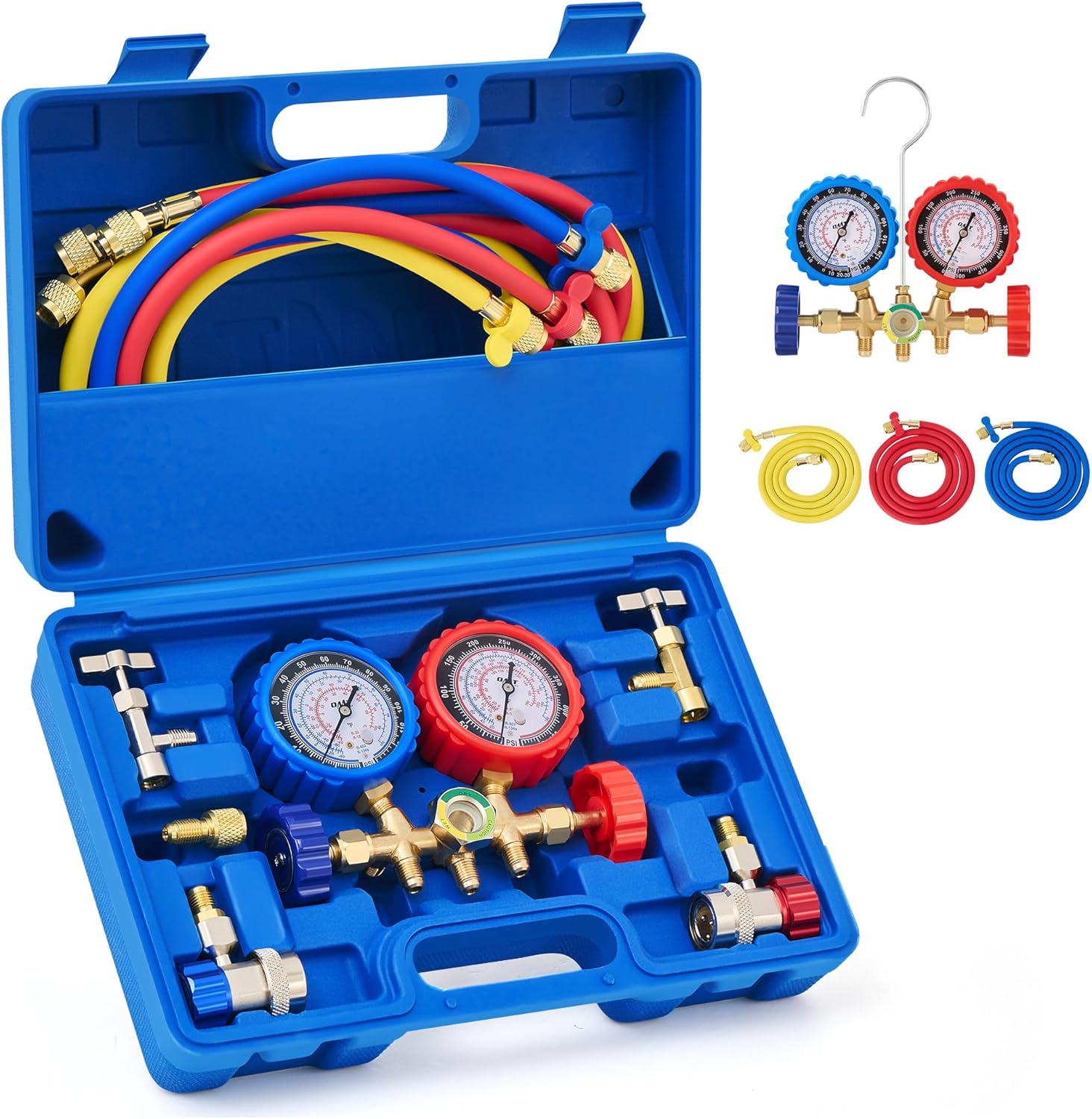 Professional AC Manifold Gauge Set for R134a R12 Refrigerant HVAC Charging Kit 1 hvac tools gages
