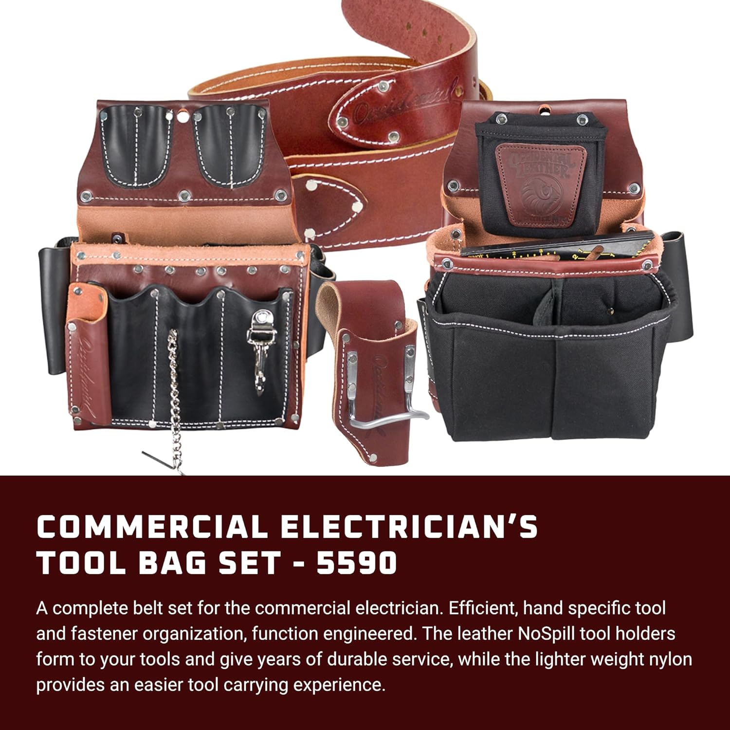 USA-Made Occidental Leather Commercial Electrician Tool Bag, Large 37-Pocket Professional Set 2 USA-Made Occidental Leather Commercial Electrician Tool Bag, Large 37-Pocket Professional Set - Image 2