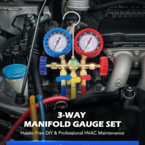 Professional AC Manifold Gauge Set for R134a R12 Refrigerant HVAC Charging Kit