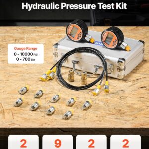 VEVOR Hydraulic Pressure Test Kit | 10000 PSI Gauge | Excavator Tools