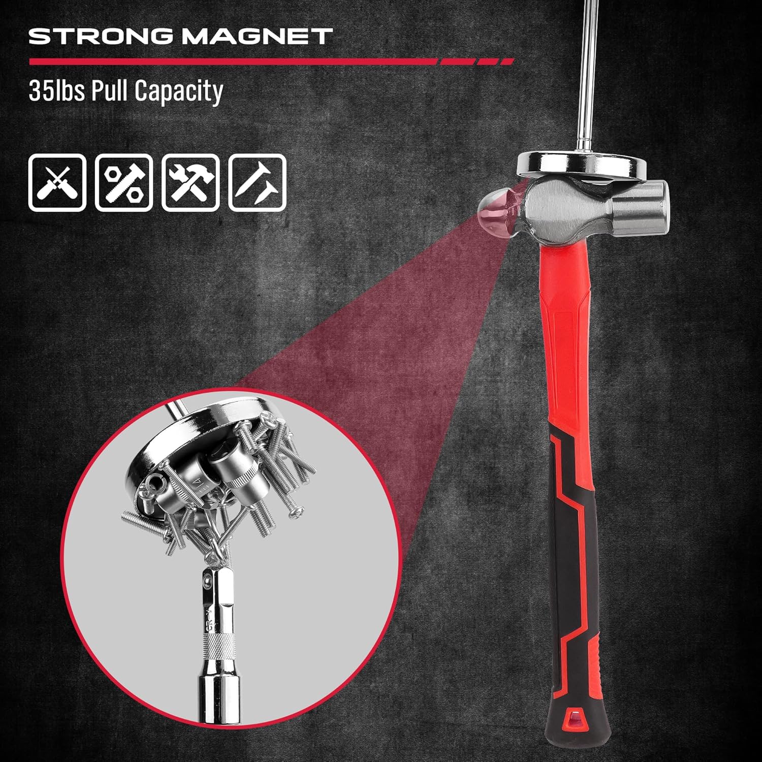 Telescopic Magnetic Pickup Tool: 35lb Strong Magnet Metal Finder Screw Nail Retriever 2 Telescopic Magnetic Pickup Tool: 35lb Strong Magnet Metal Finder Screw Nail Retriever - Image 2