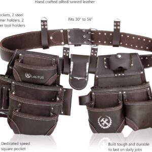 LAUTUS Premium Leather Tool Belt – Heavy-Duty Pouch for Carpenter & Electrician